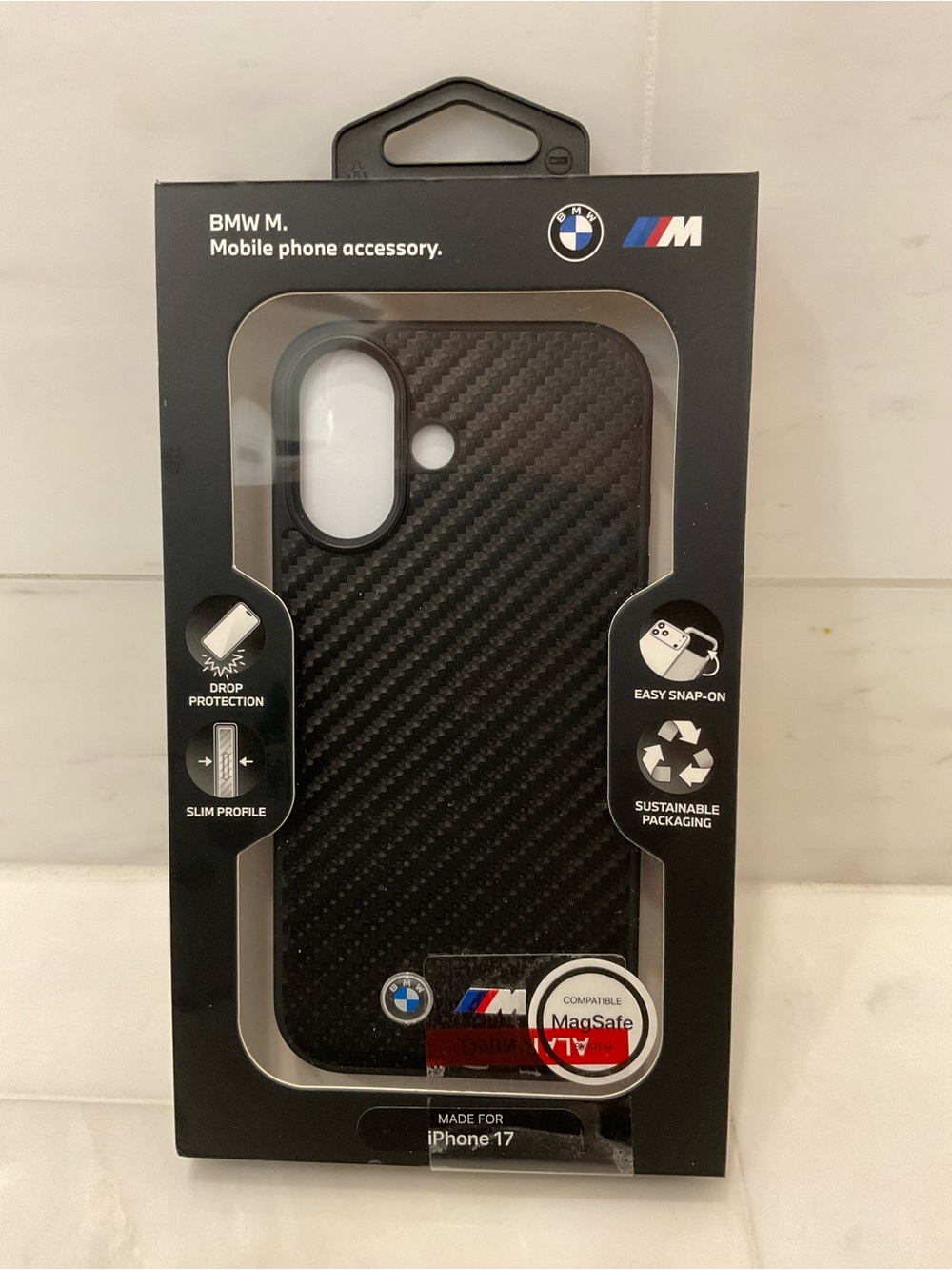 NIB BMW “M” Apple iPhone 17 Polycarbonate Phone Case - CARBON FIBER